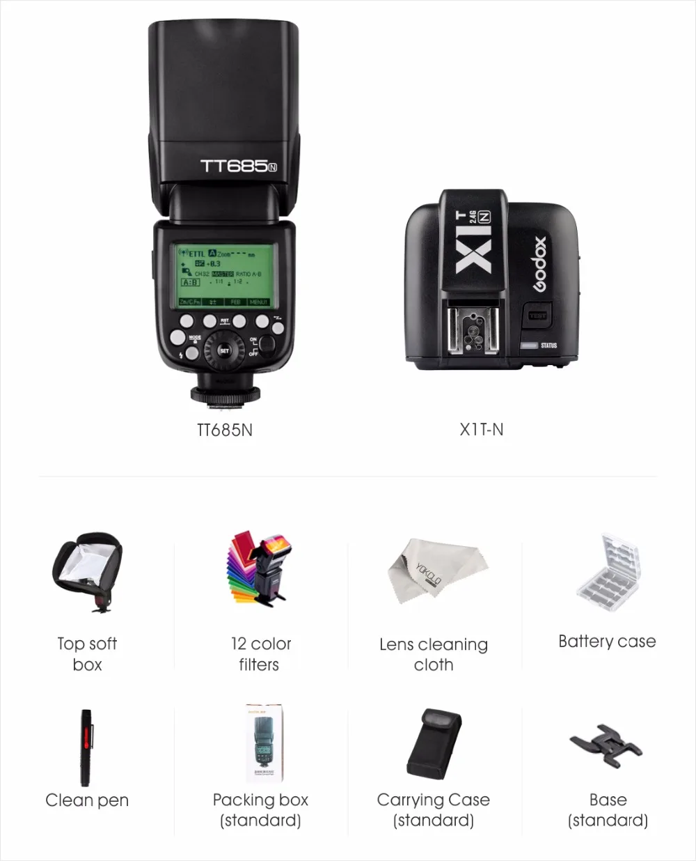 Godox TT685N 2,4G Беспроводная вспышка HSS i-ttl GN60 Беспроводной вспышка+ X1T-N ttl вспышка триггера для Nikon D800 D700 D7100 D7000 D5200 D5100 D70S D810 D90