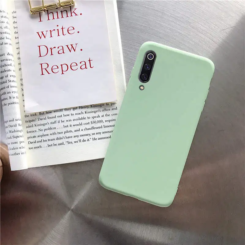 green Однотонный силиконовый чехол ярких цветов для xiaomi mi 9 mi 9 se 9 lite pro, тонкая задняя крышка из ТПУ для телефона, чехол для xiaomi 9 xio mi 9 se - Цвет: green