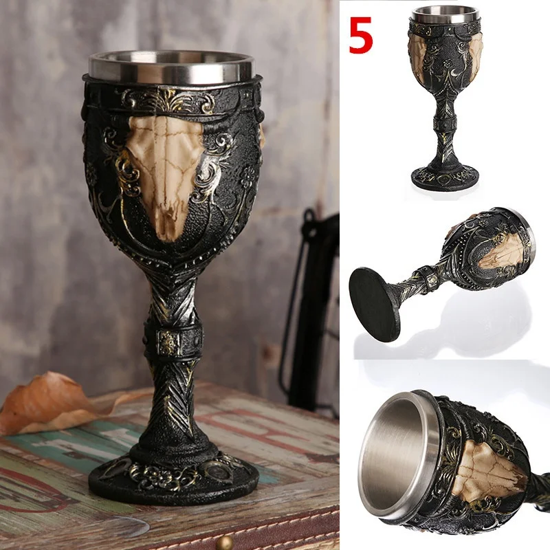 Череп GOTHIC в кружке Дракон кубок Готический ретро стиль Нержавеющая сталь Смола Материал Кофе Чай Пиво Посуда для вечеринки на Хэллоуине.