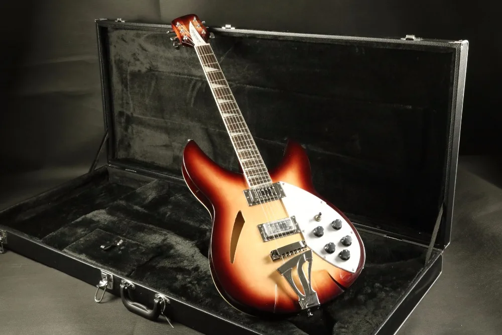 Высококачественная электрическая гитара sunburst rikenbaker стеганая Кленовая верхняя