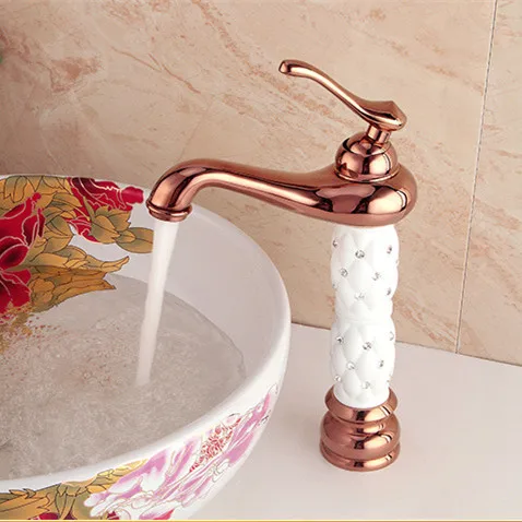 Керамический Золотой смеситель для ванной комнаты раковины из твердой латуни