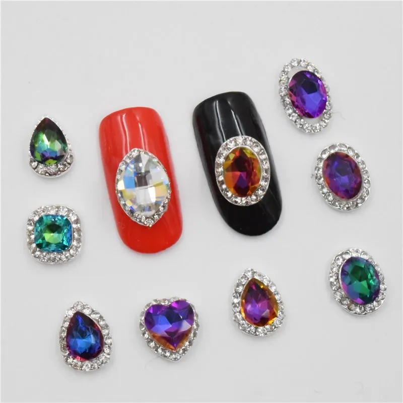 10psc новые цветные стразы 3D украшения для ногтей подвески из сплава Стразы