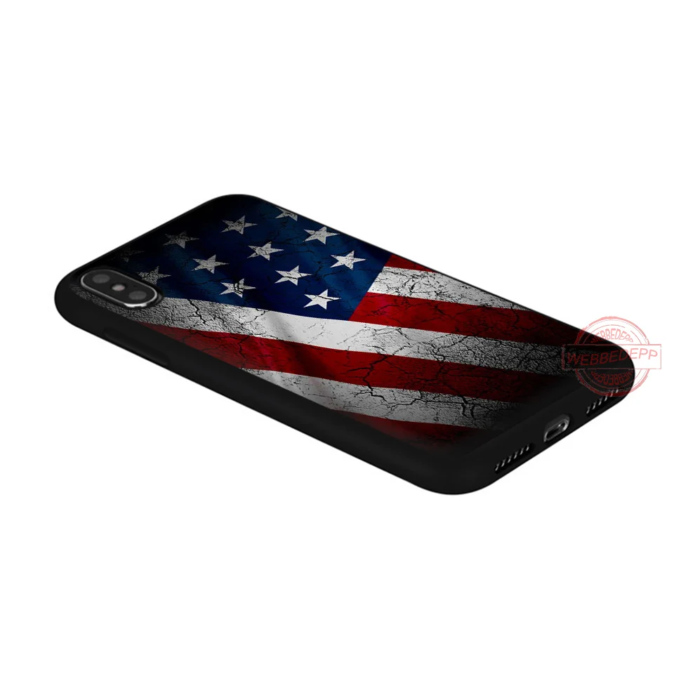 WEBBEDEPP Мягкий силиконовый чехол для телефона с американским флагом iPhone 5 6 7 8 Plus X XS XR