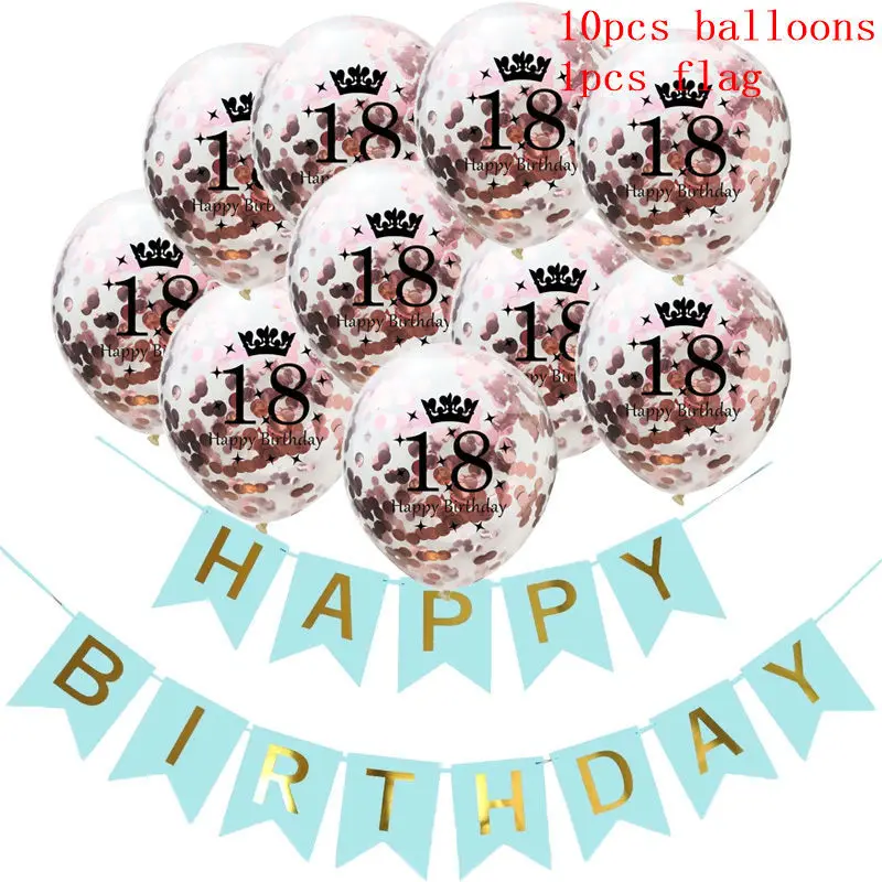 

11pcs/set Glitter Balloons Sequins 18 Latex Balloons Blue Birthday FlagWedding Engagement Party Events DIY Decorations