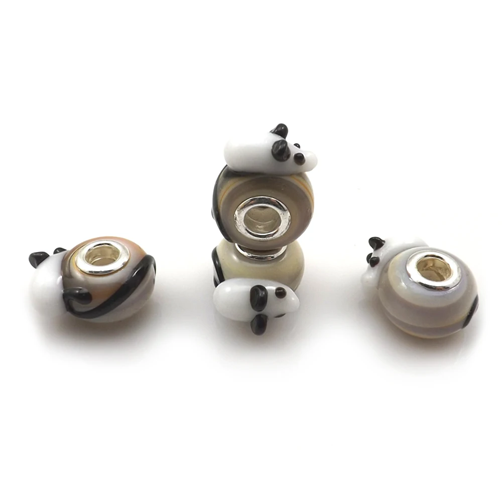 24 шт./лот европейские стеклянные бусины с белой мышкой Шарм большим отверстием