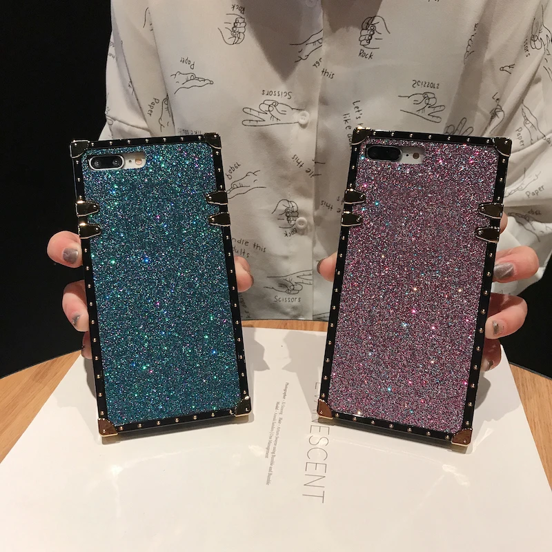 Модный квадратный блестящий чехол для телефона Huawei p20 p20pro p20plus Золотой