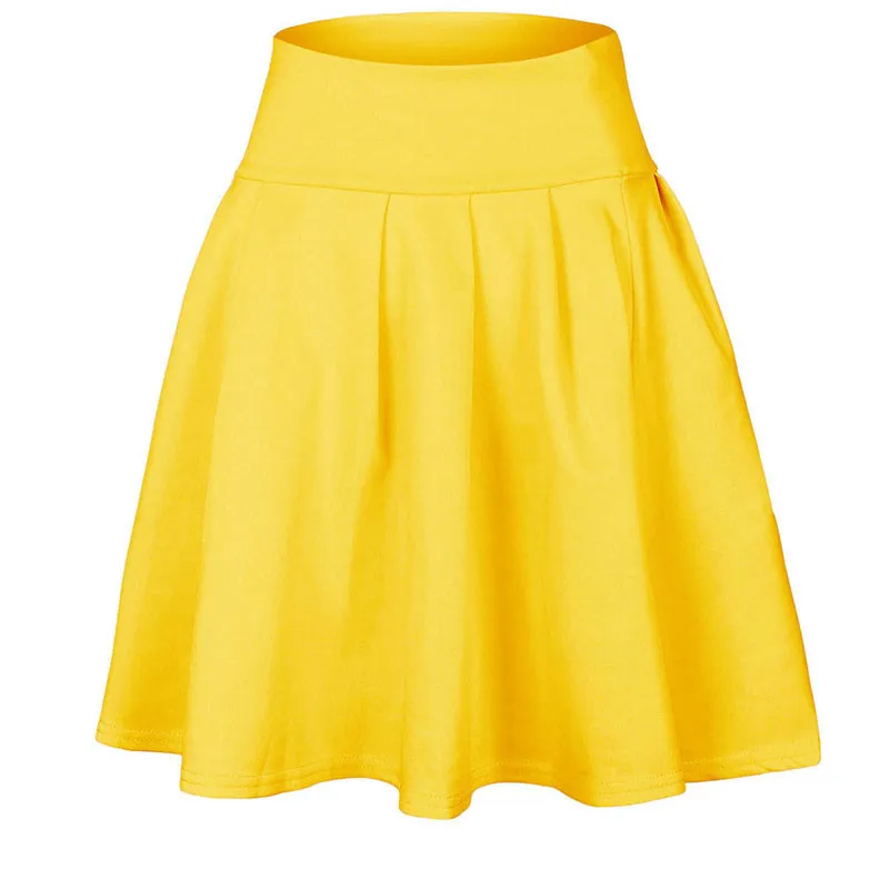 YELLOW Модная плиссированная юбка для женщин, школьная юбка, Женская Одежда для танцев, короткие юбки бальное платье, пышная юбка черного цвета - Цвет: YELLOW
