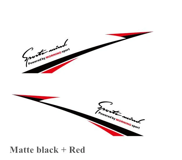 Matte black-Red Для KIA Picanto Morning Powered Sport graphics стикер гоночный стиль двери боковые полосы авто боди Декор виниловая наклейка - Название цвета: Matte black-Red