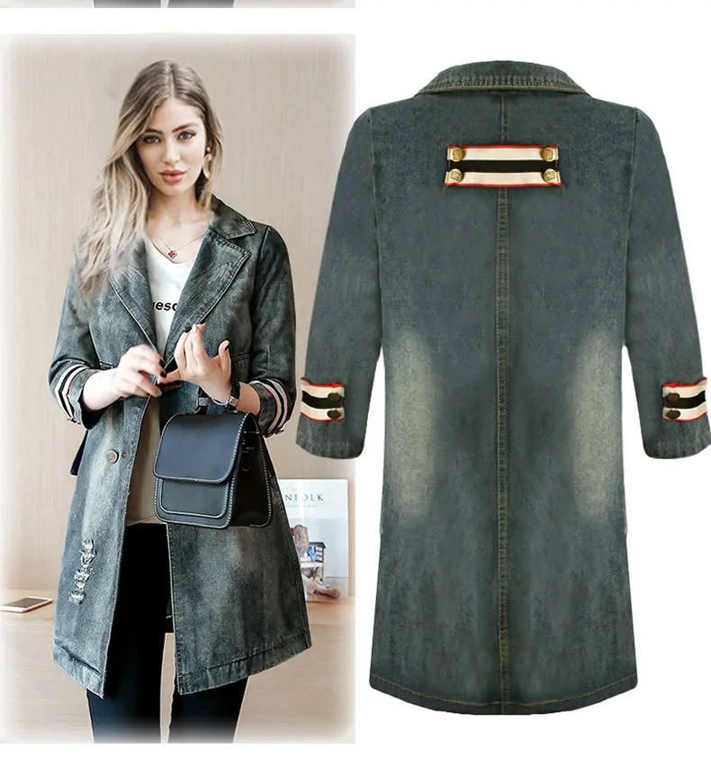 Women's new fashion autumn and winter casual cowboy styles of silm solid coats trenches with three quarter sleeves | Женская одежда