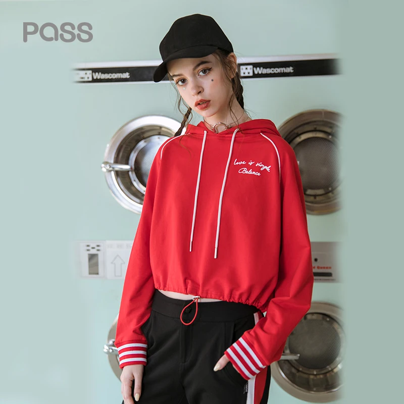 Пройти Для женщин укороченный кофта топ толстовки пуловеры 2018 Весна Harajuku милые