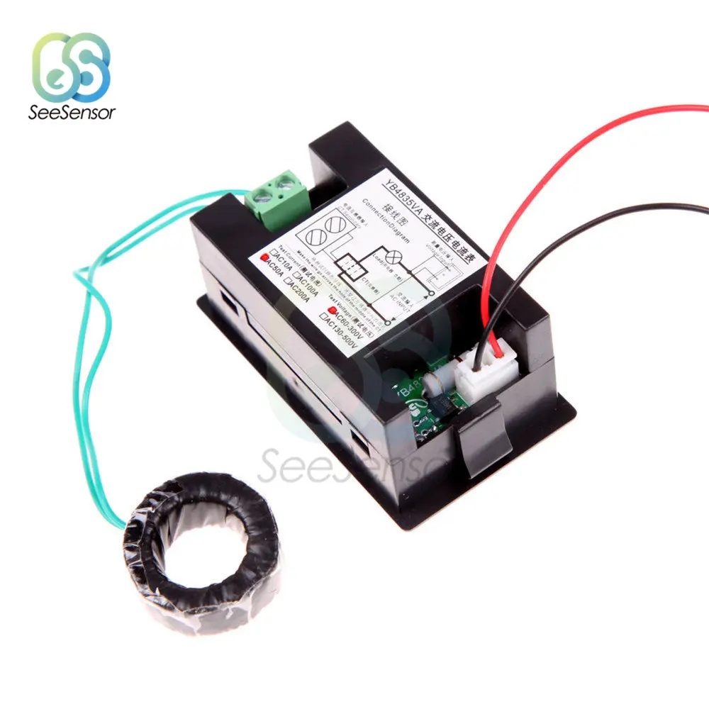 Цифровой светодиодный вольтметр Амперметр переменного тока 80-300 в 110 а измеритель