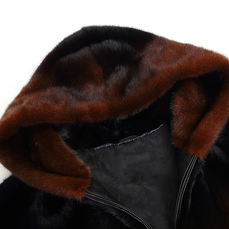 Winter Men Faux Mink Fur Hooded Artificial Fur Coats Male zipper Fur Outerwear Plus Size Fur Jacket HN217