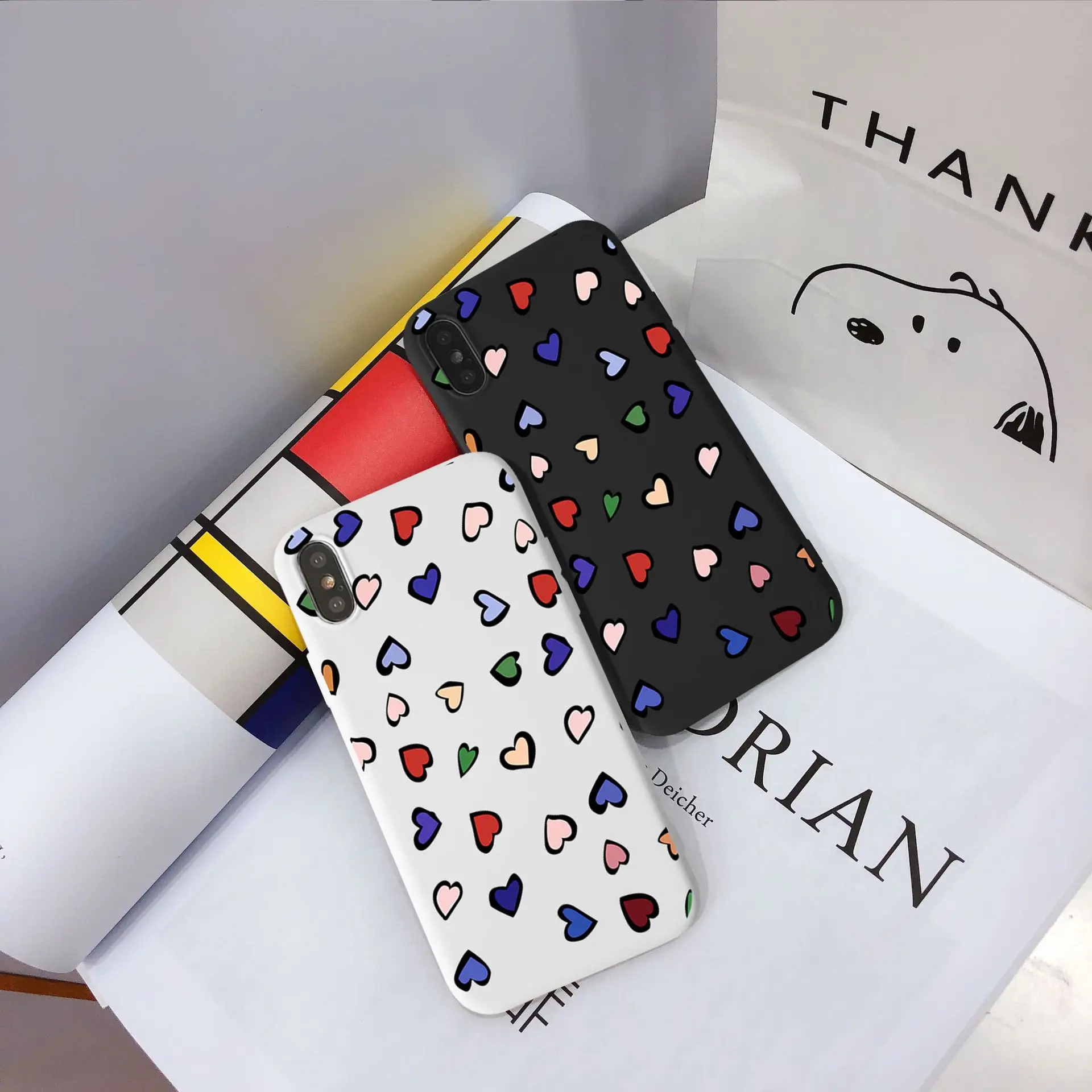 Разноцветное сердце любовь чехлы для телефонов чехол Iphone 6 S 7 8 Plus XS Max XR X мягкий