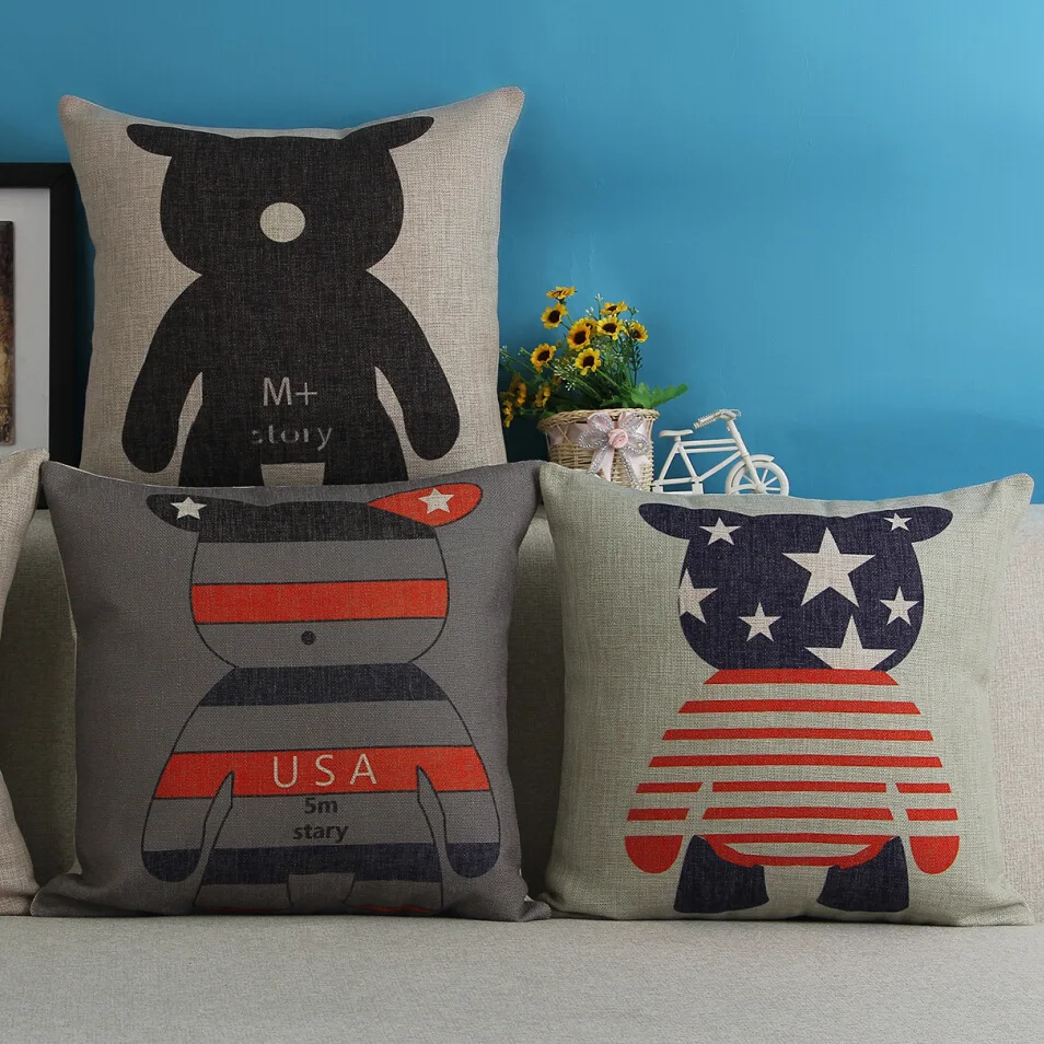 Английский Тур подушки домашний Декор Современный США медведь Мешковина