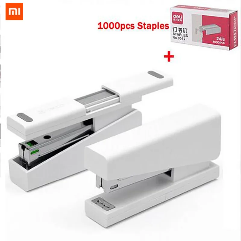 Stapler with Staples Степлер Xiaomi Mijia Kaco LEMO 24/6 26/6 с 100 скобами для бумаги, офиса, школы, дома, набор с 1000 скобами - Цвет: Stapler with Staples