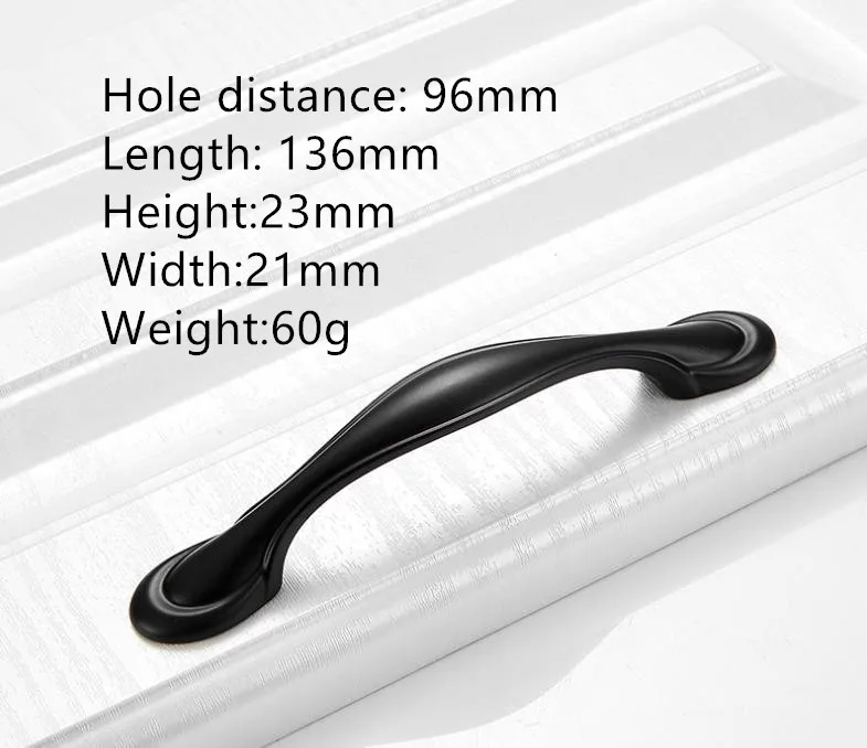 hole distance 96mm LCH Современная матовая черная Мебельная ручка, ручка для шкафа, европейский стиль, садовый шкаф, фурнитура для шкафа, дверная ручка, пианино, черный - Цвет: hole distance 96mm