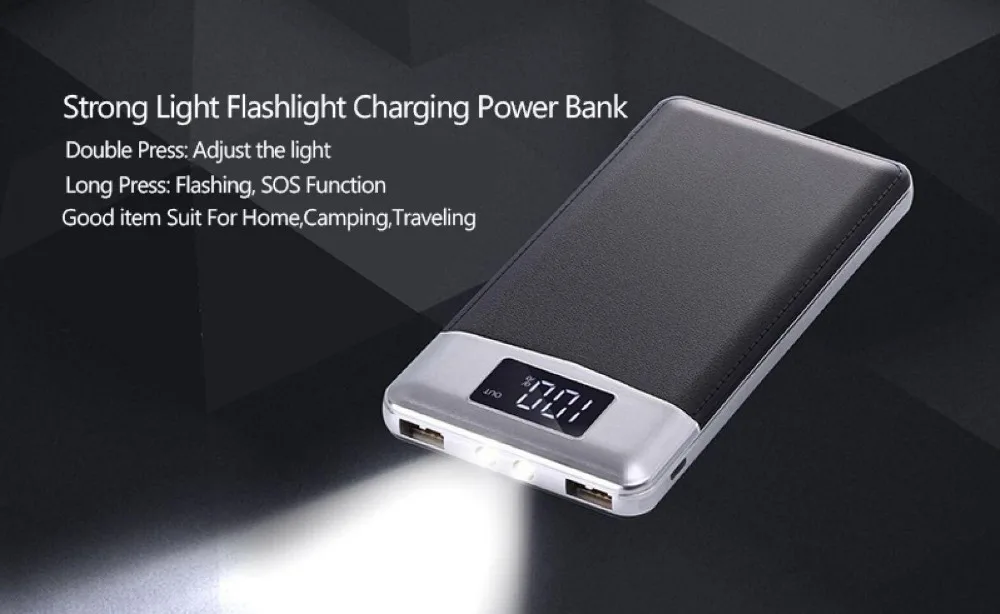 Быстрая зарядка 8000 mah светодиодный внешний аккумулятор с двумя usb портами выход