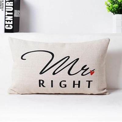 Подарок на день Святого Валентина Mr Mrs Couple Linen Mr Right Mrs Always Right поясничные подушки Чехол для подушки домашний декор 30x50 Capa Almofada - Цвет: M306601