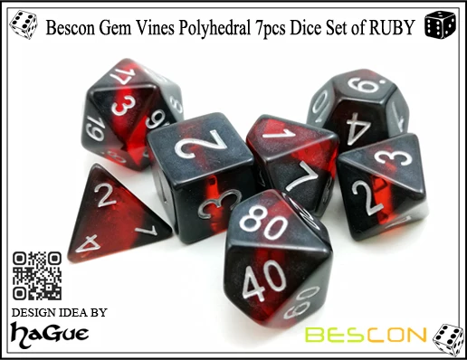 Bescon минеральные камни драгоценные лозы многогранные D& D игральные кости Набор из 7, ролевые игры игральные кости 7 шт. набор рубиновых