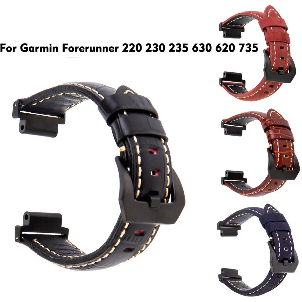 Модный кожаный ремешок для наручных часов Garmin Forerunner 220 230 235 630 620 735 20 мм шириной