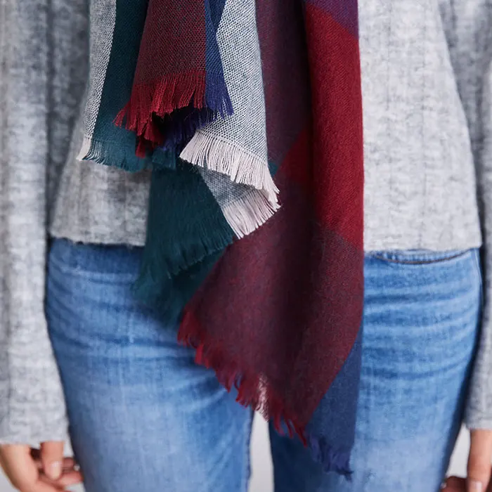 2017 winter plaid scarf dress new worsted cashmere women acrylic basic shawls female knitted fall pashmina chirstmas gift | Аксессуары