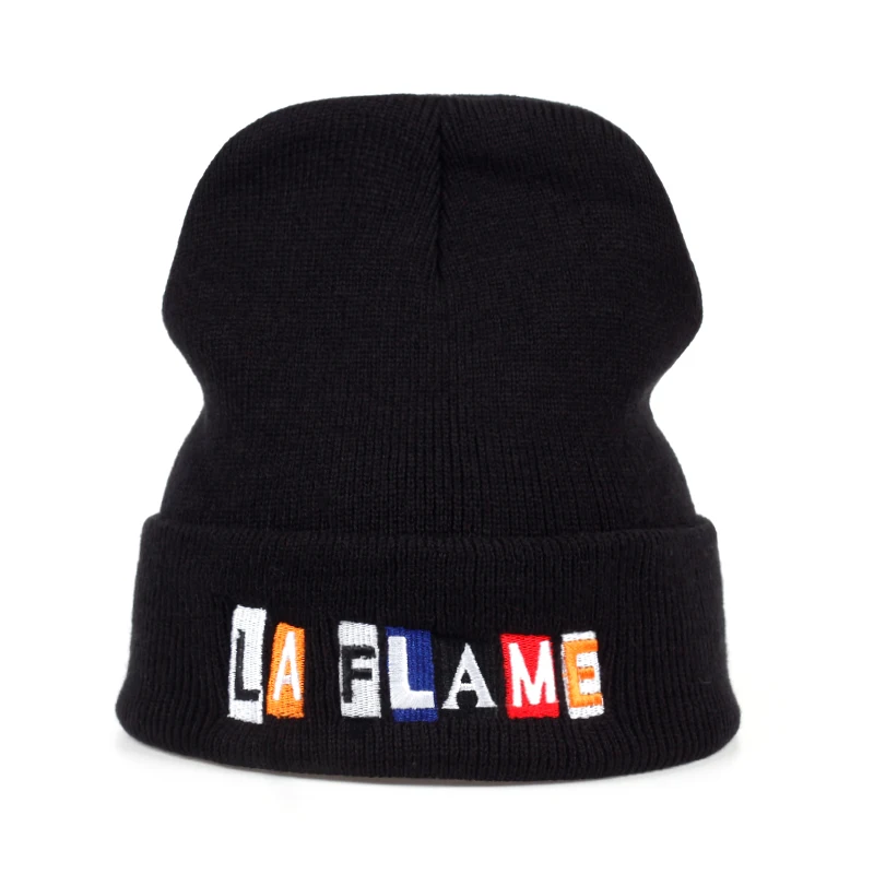 TUNICA, новинка, черная вышитая шапка LAFLAME, женская шапка Skullies, одноцветная, женская шапка в стиле хип-хоп, шапка бини, теплая вязаная шапка