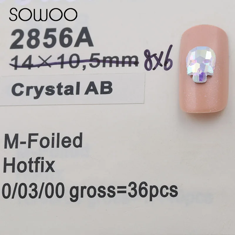 AB Crystal Rainbow Color Skull shape High quality Hot fix Rhinestones use for high-end clothing Nail Art rhinestone SOWOO | Дом и сад