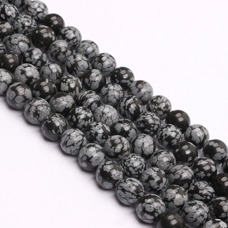 Круглые шарики в виде снежинок из обсидиана размер 4 6 8 10 мм для самостоятельного