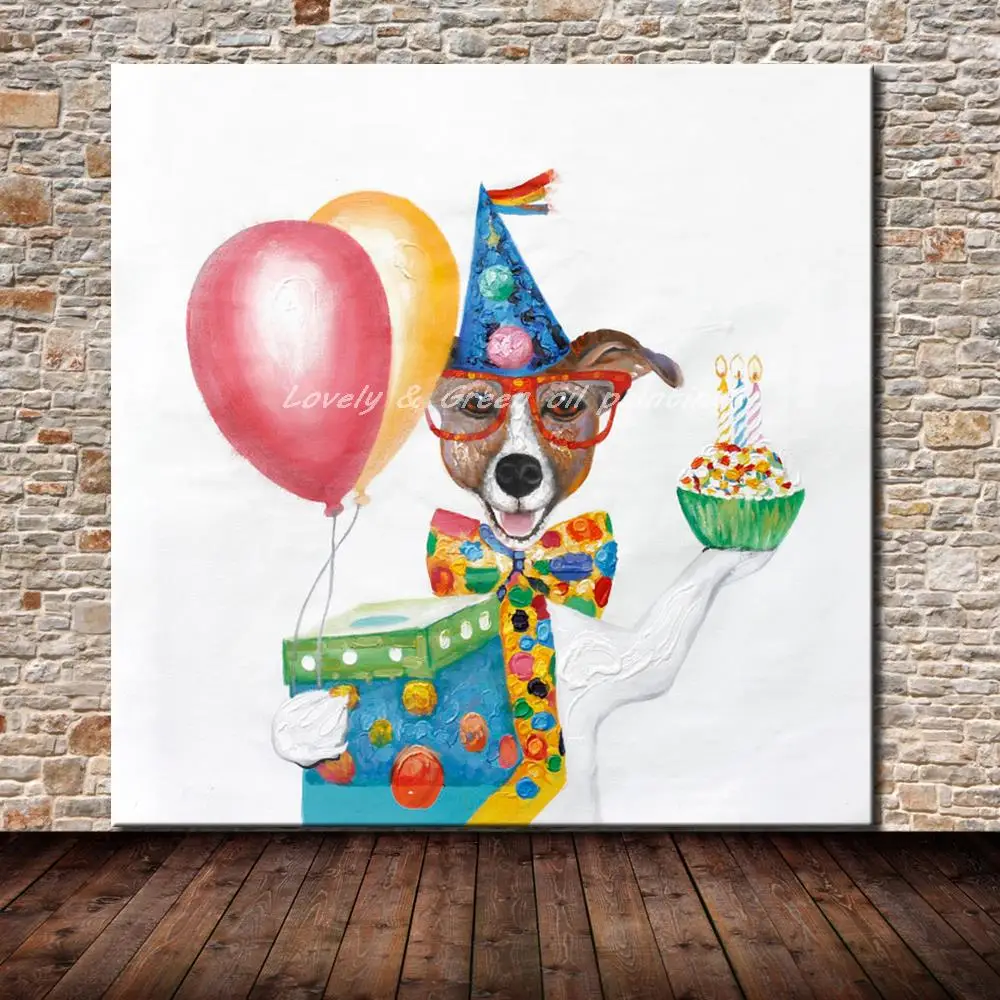 Декоративная живопись маслом собаки ручной работы на холсте гостиная домашний