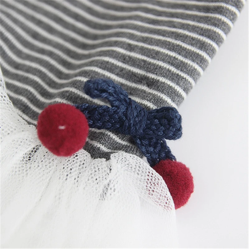 Модные дизайнерские леггинсы в полоску с вишневым кружевом для маленьких