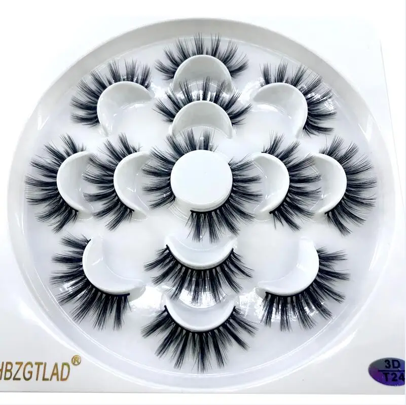 7 Pairs T24 4/7 пар 3D норковые накладные ресницы 15-25 мм ресницы толстые длинные пушистые ручной работы безжалостные норковые наращивание ресниц инструменты - Цвет: 7 Pairs T24