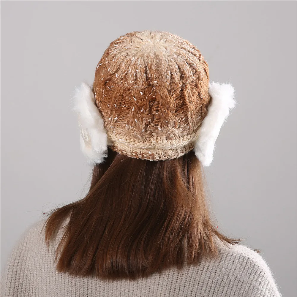 2018 новые модные женские зимние теплые удобные градиент цвет защиты Casquette вязать