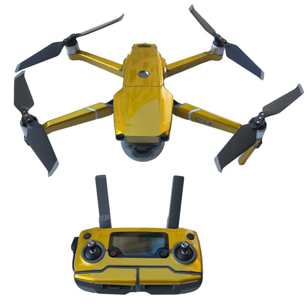 Для DJI Mavic 2 кожи Водонепроницаемый Флуоресцентный стикер тела наклейка рука батарея пульт дистанционного управления полная пленка Mavic 2 аксессуары - Цвет: Золотой