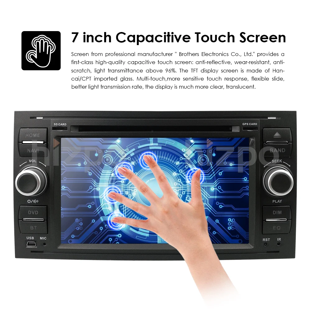HIZPO 7 дюймов Автомобильный DVD gps плеер для Ford Focus Mondeo S-Max 4 Galaxy Kuga передача мультимедиа монитор RDS DVB-T камера