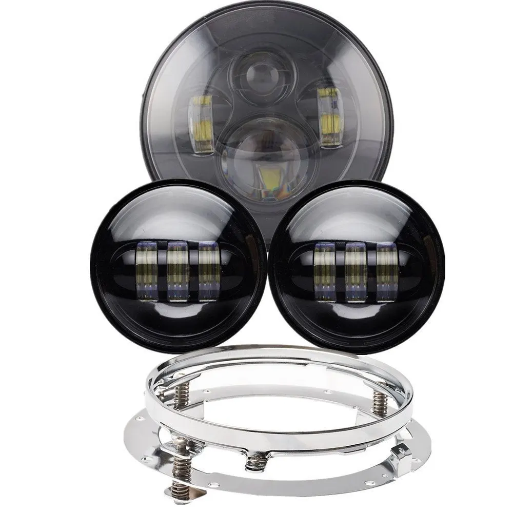 Черная 7 &quotмото светодиодная фара + 7&quot Монтажное кольцо кронштейн 4 5