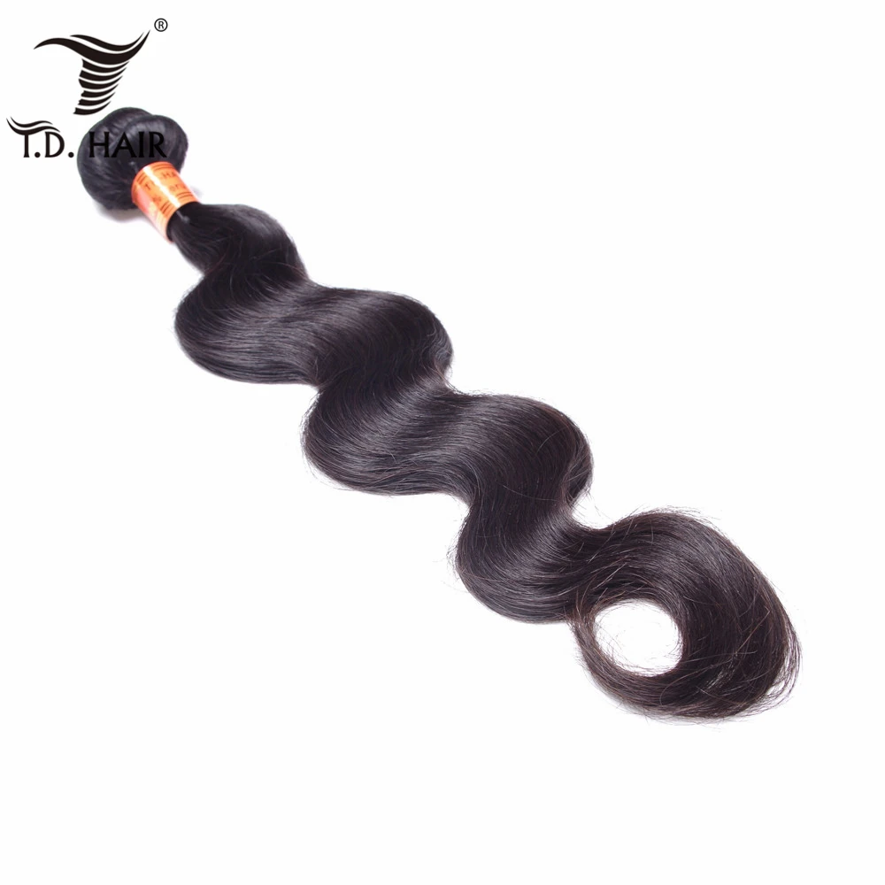 Tdhair объемные волнистые пучки с бразильские волосы закрытием плетение 4*4 закрытие