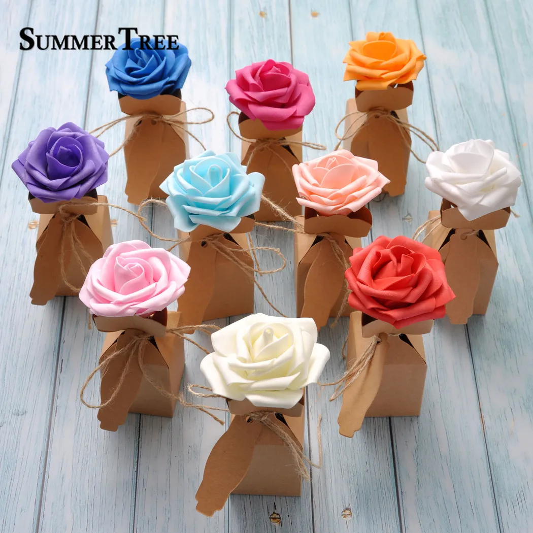 10 шт. ваза из крафт бумаги конфетные коробки DIY винтажная Мешковина Подарочная