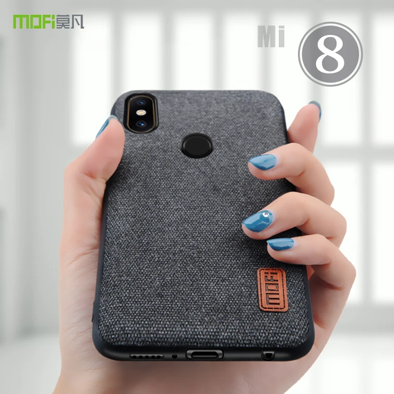 for xiaomi mi8 case cover MOFI For Xiaomi Mi8 explorer Back Fabrics Case mi 8 SE Soft Silicone edge Full Cover |
