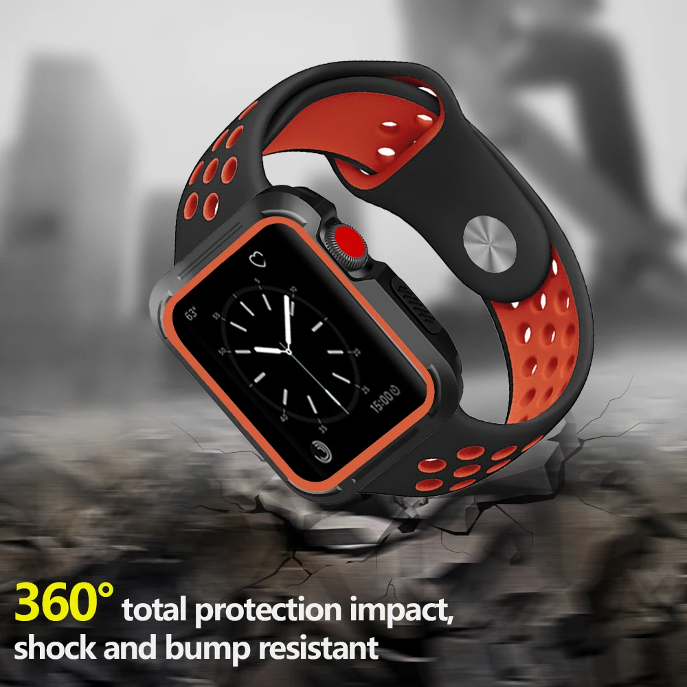 Apple Watch Защитный Чехол ударопрочный чехол с силиконовым ремешком iWatch для Series