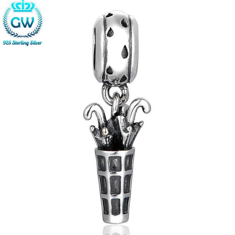 Серебро 925 ювелирные изделия зонтик Подвеска Амулет Браслет Подвески Diy