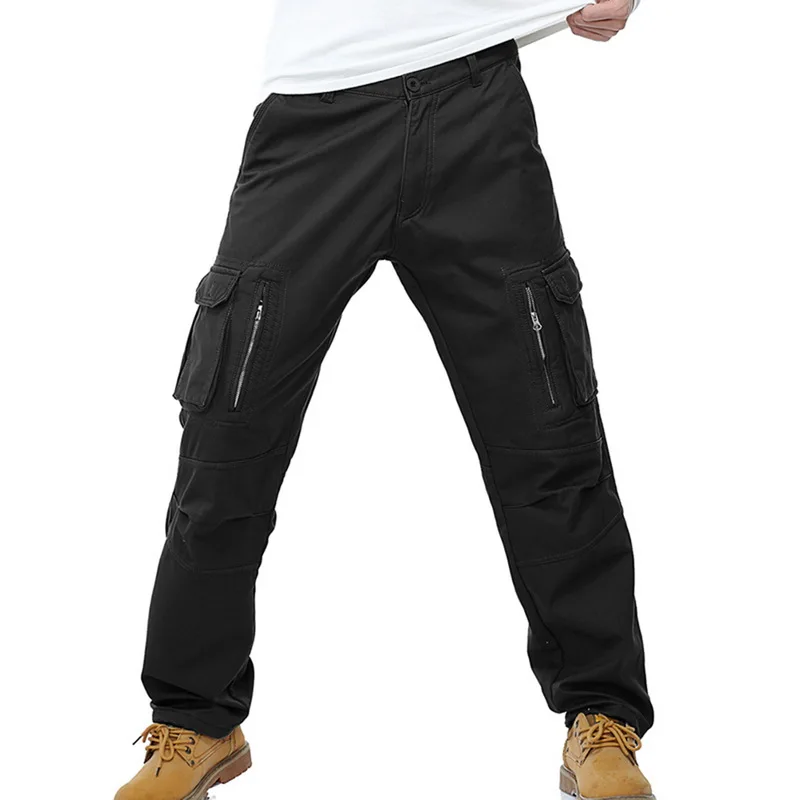 style2-black Мужские осенние зимние тактические военные спортивные походные брюки с несколькими карманами, ветрозащитные походные охотничьи брюки для рыбалки - Цвет: style2-black