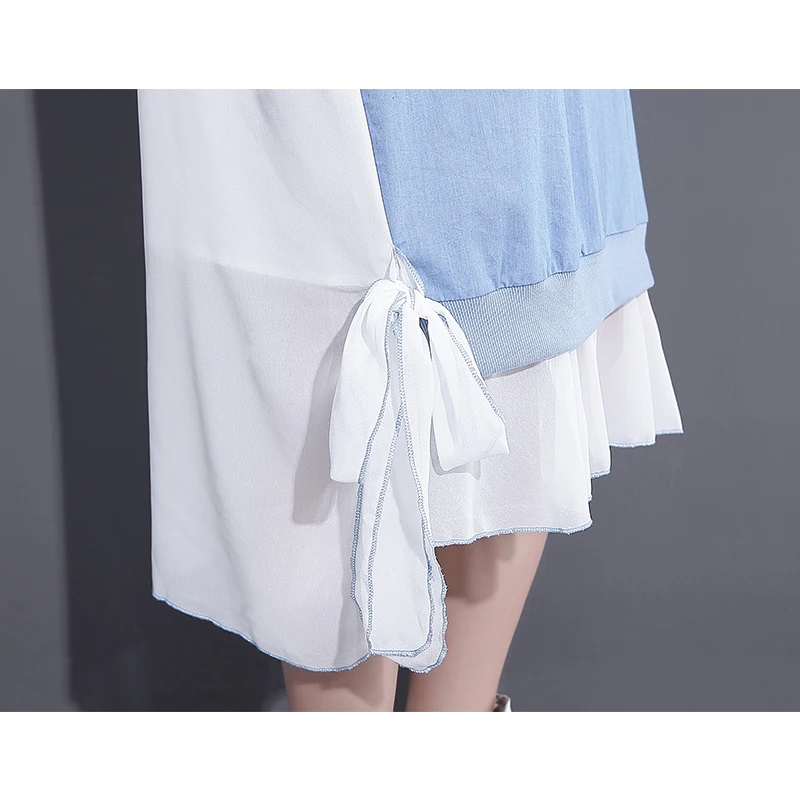 2017 новое лето элегантных женщин шифон лоскутное листьев лотоса красивые dress