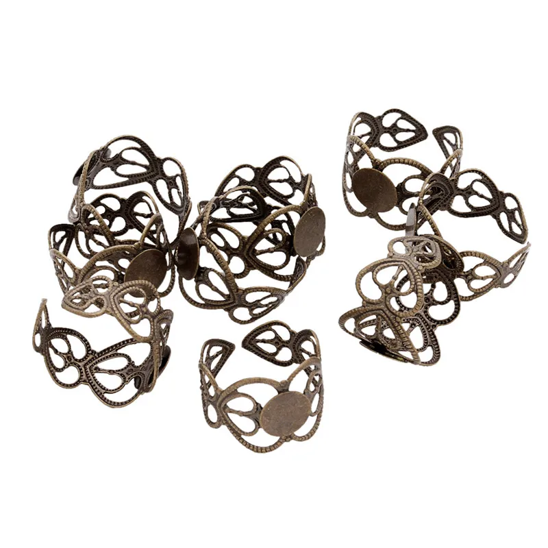 10 шт./лот Ювелирное кольцо винтажная бронзовая Кабошон камея основание стекло