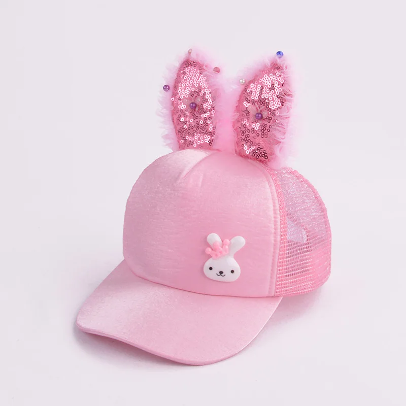 style 4 pink Модные детские бейсболки с блестками для девочек и мальчиков, Детская кепка с ушками, милые летние детские регулируемые кепки в стиле хип-хоп - Цвет: style 4 pink