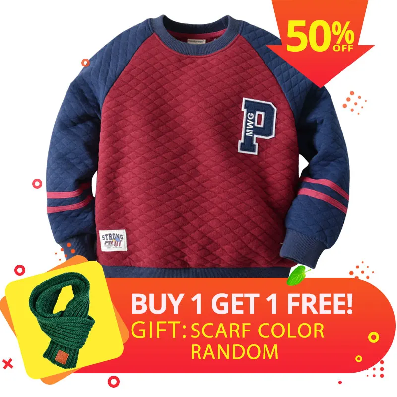 Buy1 Get1 бесплатная доставка Красный флисовый свитер для мальчиков детская