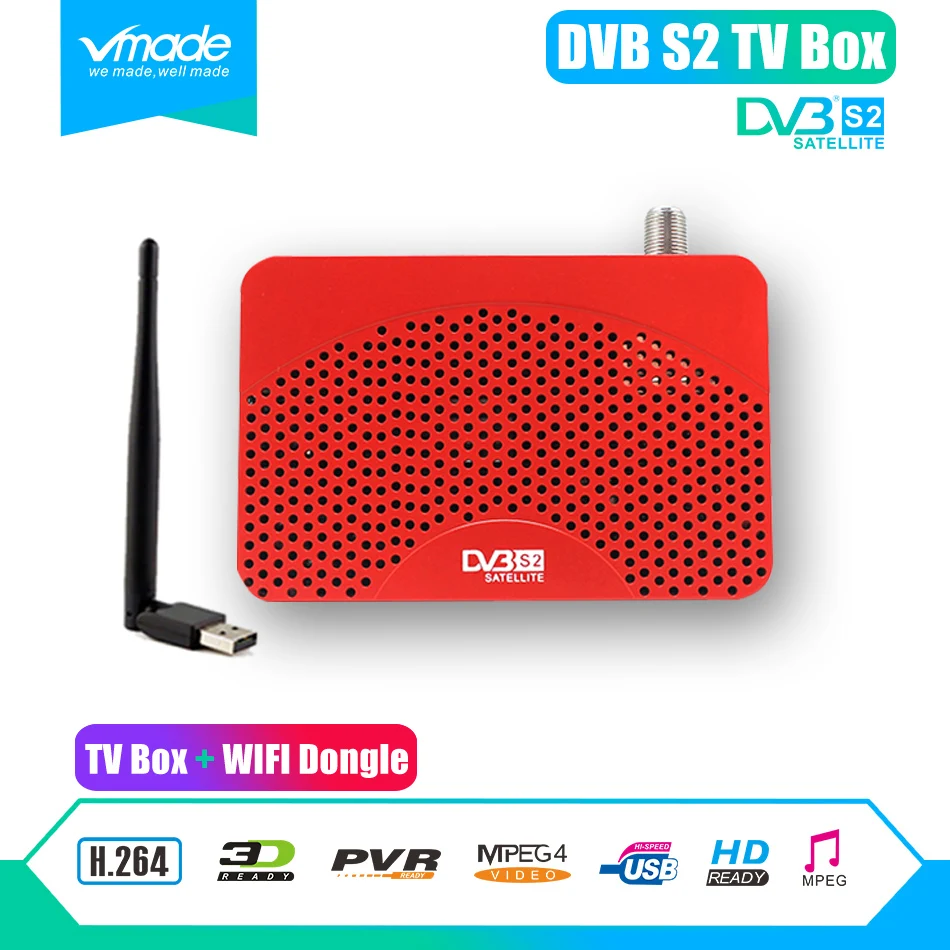 Vmade Глобальный цифровой рецептор ТВ-тюнер DVB S2 спутниковый ресивер IP tv M3u Wifi Youtube 1080P DVB-S2 Cccam Vu Biss ключ FTA tv BOX