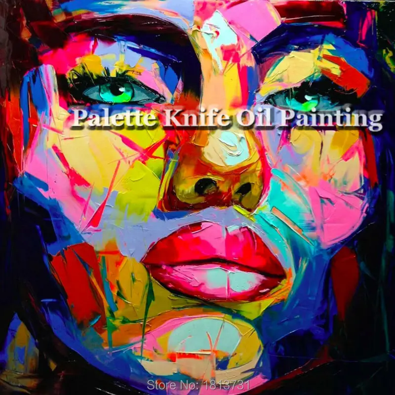 

Portrait Face Oil painting Palette Knife Impasto figure canvas Hand painted Francoise Nielly Wall Art Pictures for living room 0