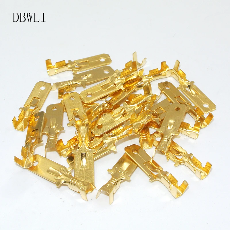2000pcs Copper 6.3 Crimp Terminal 6.3mm Uninsulated Spring Connector 6.3mm Male Cold Terminal for Car Auto Bike ect