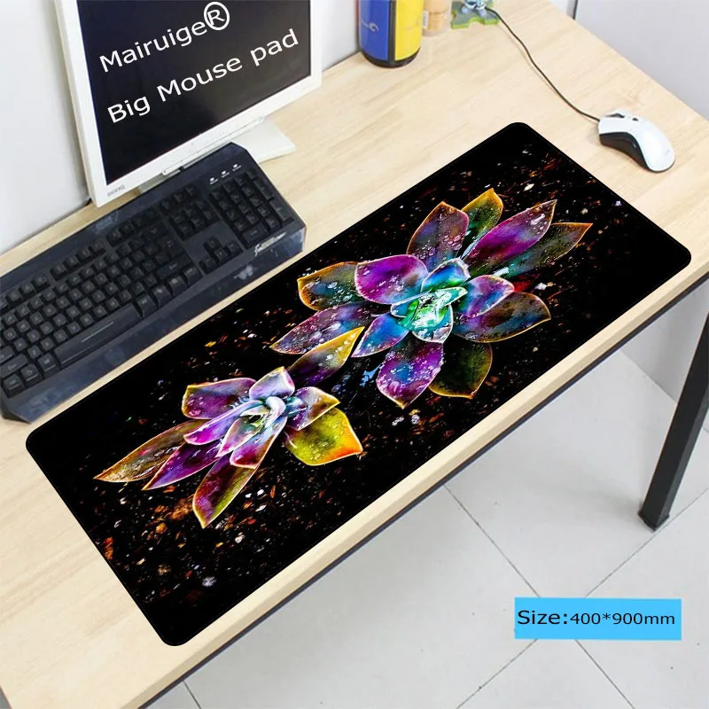 

Mairuige 900*400*4MM Flowers Abstract water drop Large Soft Rubber Anti-slip Computer Mouse Mat Gaming Rectangular Table Pads