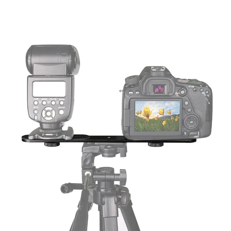 Универсальный двойной держатель для вспышки с 2 винтами-адаптерами 1/4 &quotдля